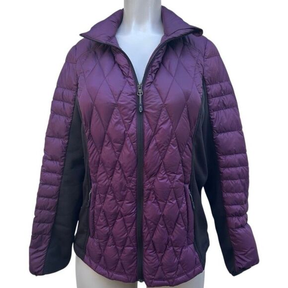 32 Degrees Heat Down Puffer Jacket Medium Purple Colorblock Quilted Full-zip - Picture 15 of 16